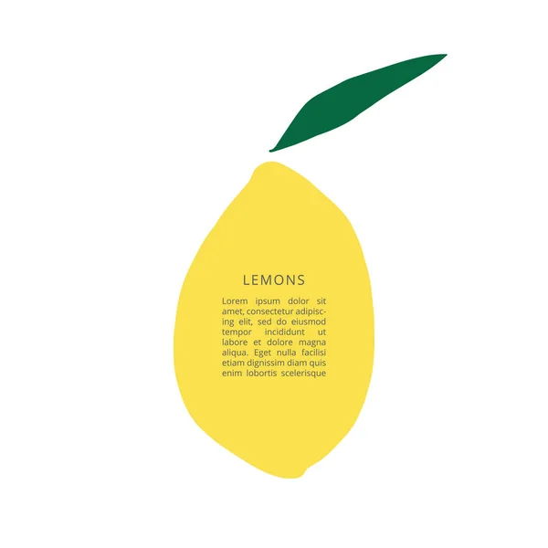 Forma Vector Limón Ilustración Plana Con Lugar Para Texto — Vector de stock