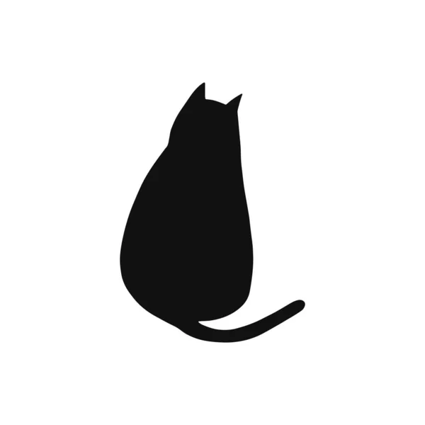 Black Cat Vector Simple Silhouette Flat Hand Drawn Cat Illustration — Stock Vector