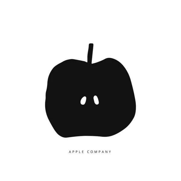 Forme Pomme Plate Dessinée Main Logo Fruit Simple Icône Apple — Image vectorielle