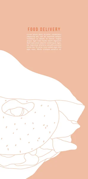 Мистецтво Векторної Лінії Багеля Мінімалістичний Дизайн Літаків Доставки Їжі — стоковий вектор