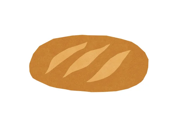 Текстурированная Буханка Вырезанной Бумаги Ручной Рисунок Хлеба Белом Фоне Наивная — стоковое фото
