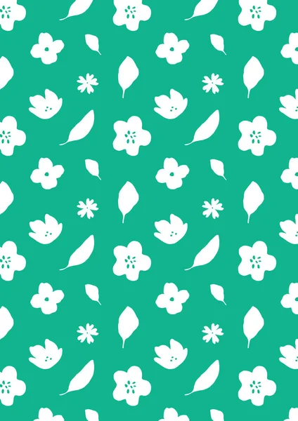 Groene Bloemenpatroon Achtergrond Abstracte Planten Behang Minimalistische Bloemen Herhaalbare Achtergrond — Stockfoto