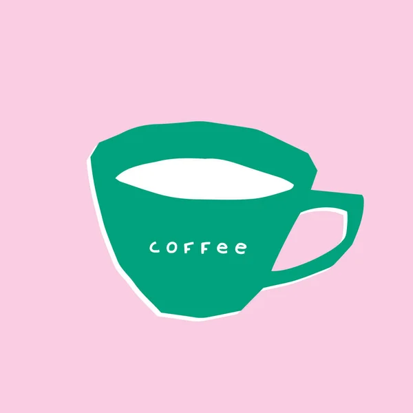 紙切りコーヒーカップイラスト シンプルなカフェフラットデザイン — ストックベクタ