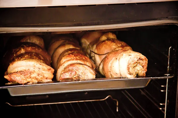 Pork Meatloaf Golden Crust Oven — Stock Photo, Image