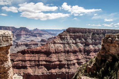 rocky crevice among the mountains of America under a blue sky covered with plants