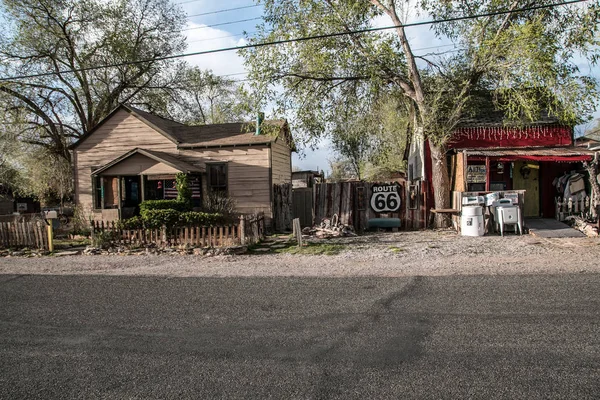 Alte Hölzerne Gebäude Auf Der Strecke Amerika — Stockfoto