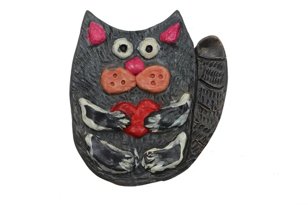 Kedi onun pençeleri kalp ile. Clay el sanatları