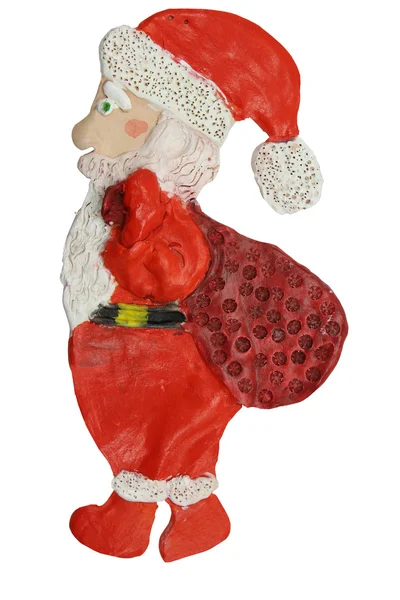Santa Claus. Crafts from clay. Children's creativity. White background — Stock Photo, Image