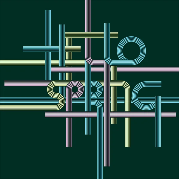 Vector typography background, phrase Hello Spring