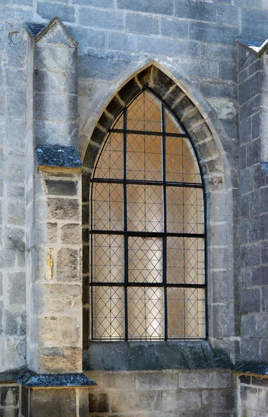 Beautiful neogothic glass windows — Stock Photo, Image
