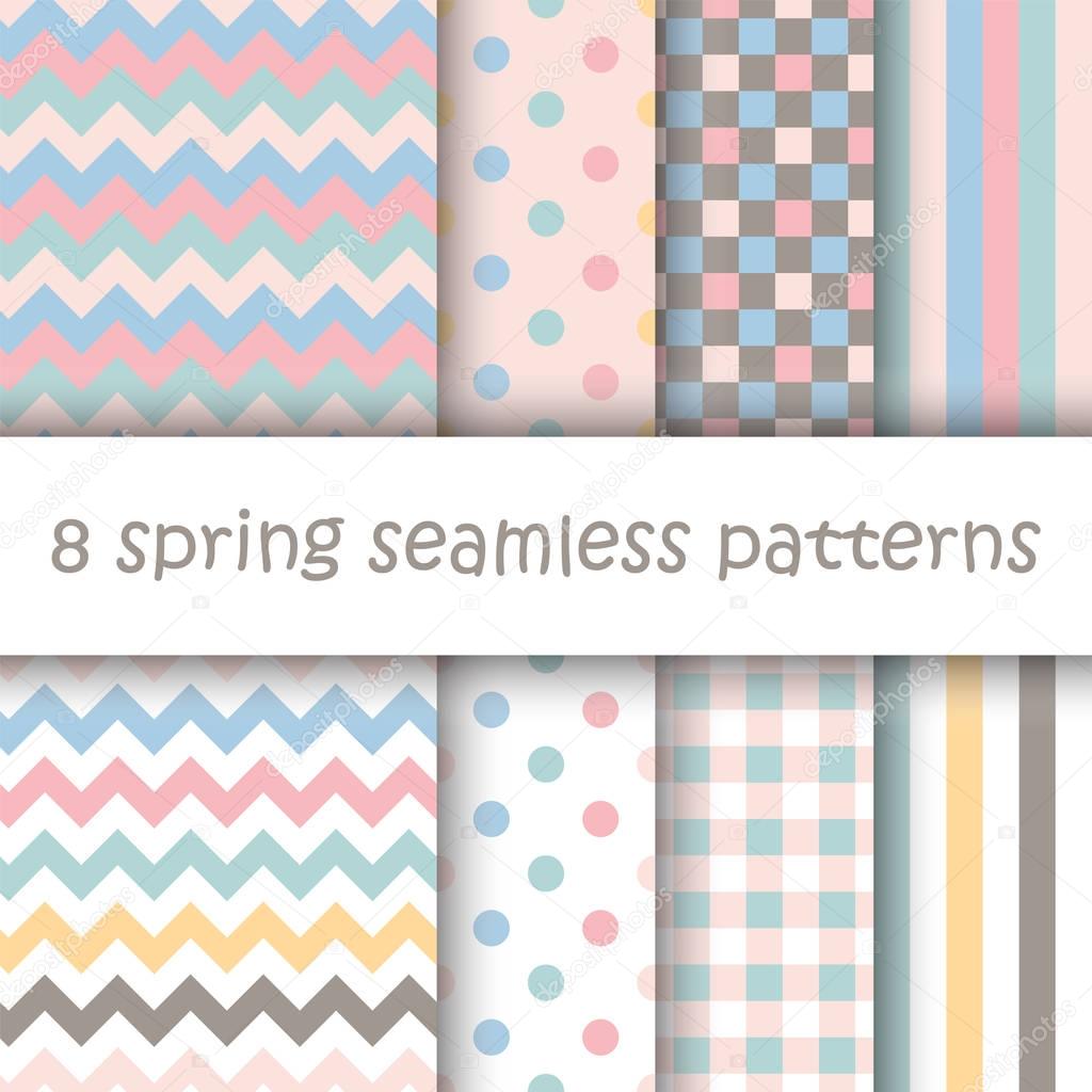 Set of Geometric Seamless Pattern in pastel colors
