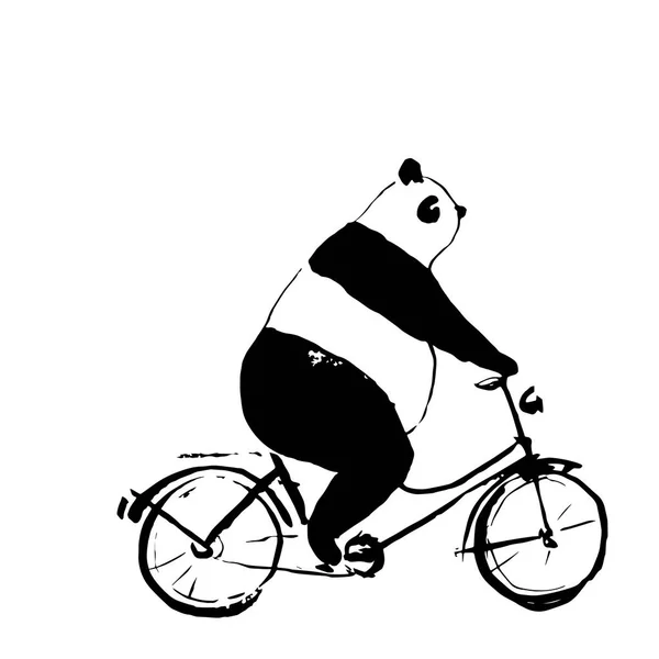 Bisiklet illüstrasyon üzerinde ayı Panda