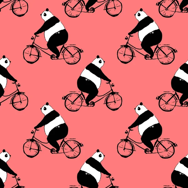 Bisiklet üzerinde ayı panda ile Seamless Modeli