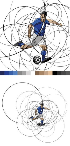 Imagen abstracta del futbolista con balón — Vector de stock