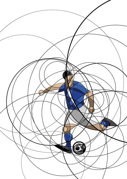 Abstraktes Bild eines Fußballers mit Ball — Stockvektor
