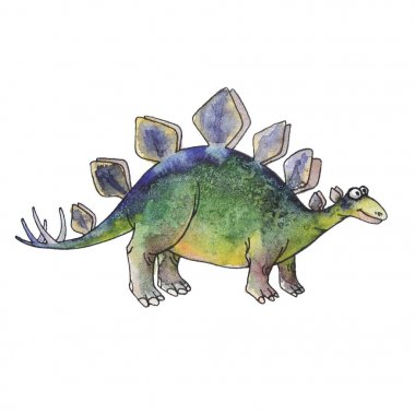 çizgi film dinozor Stegosaurus suluboya tarzında