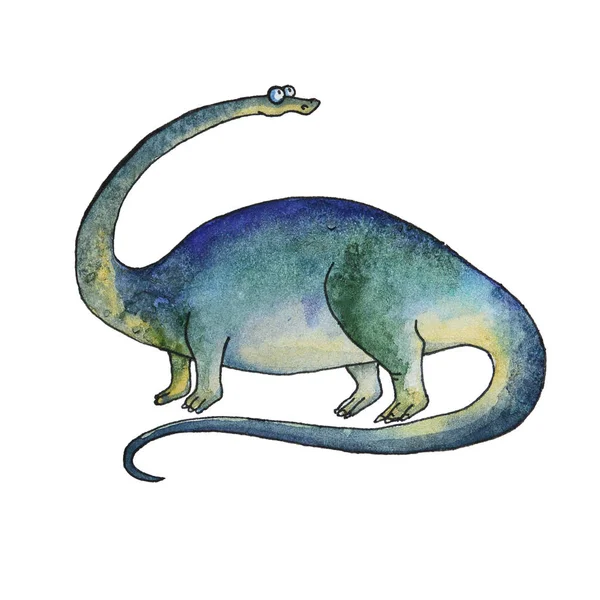 Zeichentrickdinosaurier diplodocus im Aquarell-Stil — Stockfoto