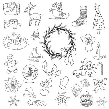 Noel öğeleri-ebilmek var olmak kullanılmış için advent Icon set