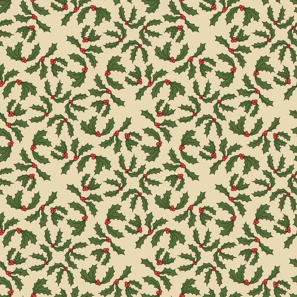 Christmas holly berries seamless pattern — Stock Vector