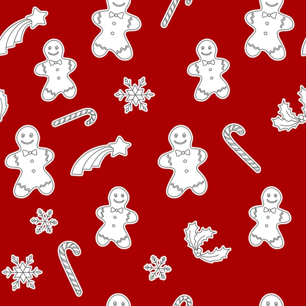 Dikişsiz desen Gingerbread ile Noel simgeleri
