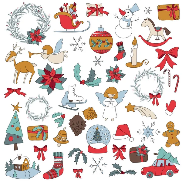 Os elementos do ícone do conjunto de Natal podem ser usados para o advento —  Vetores de Stock