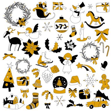 Noel öğeleri-ebilmek var olmak kullanılmış için advent Icon set