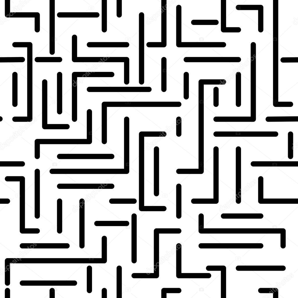 Seamless labyrinth pattern. Memphis group style