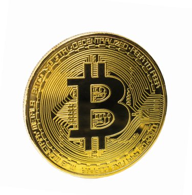 Beyaz arka plan üzerinde izole altın bitcoin sikke