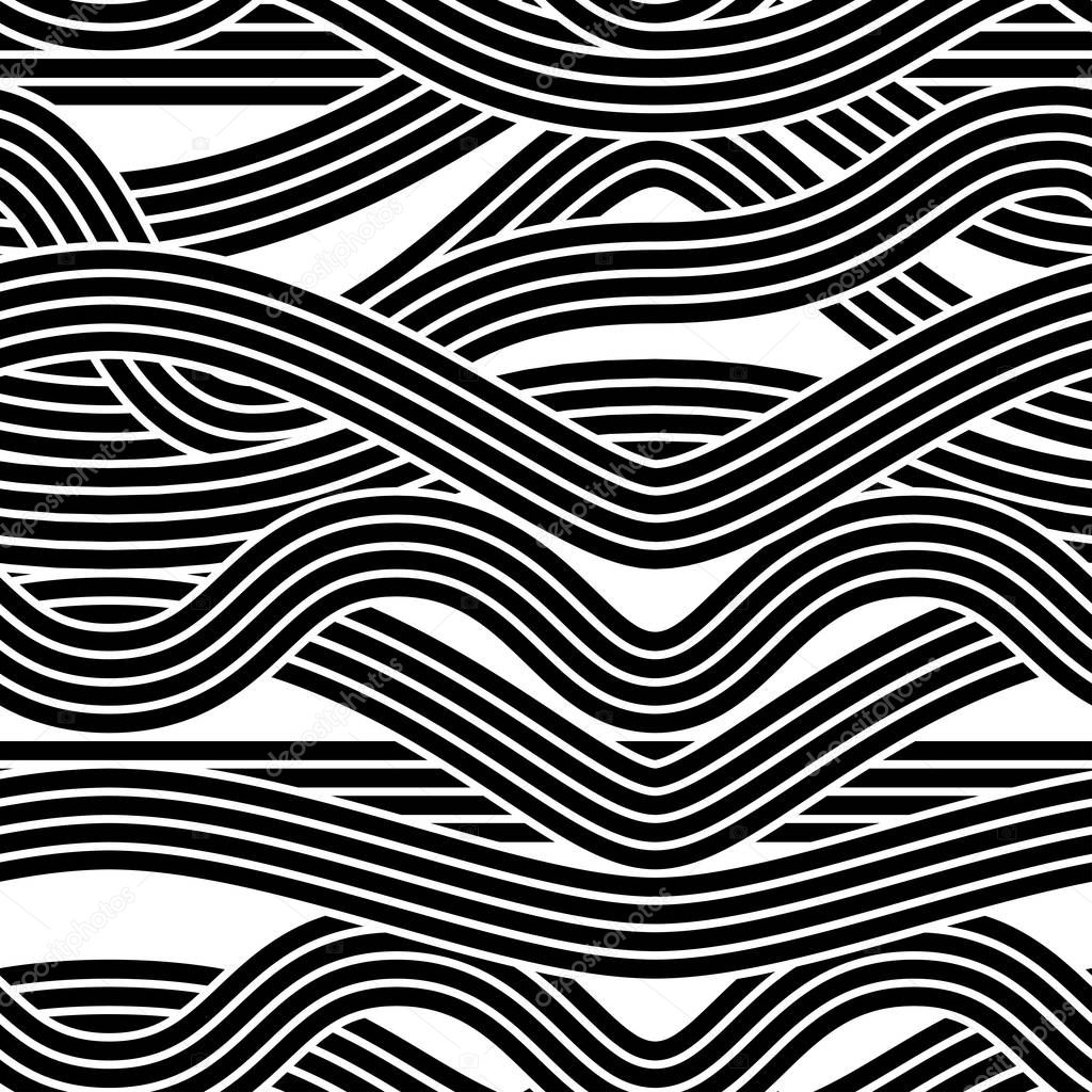 Seamless abstract noodle wave vector pattern.