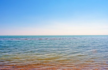 turkuaz mavi deniz horizon, berrak gökyüzü