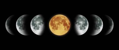Gece gökyüzünde ay ay döngüsü. NASA.