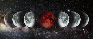 Gece gökyüzünde ay ay döngüsü. NASA.