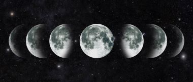 Gece gökyüzünde ay ay döngüsü. NASA.