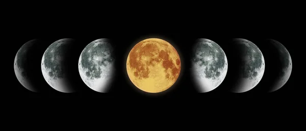 夜空的月亮月球周期。美国国家航空航天局. — 图库照片