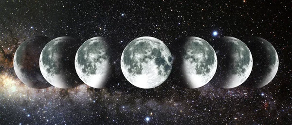 Maan maancyclus in de nachtelijke hemel. NASA. — Stockfoto