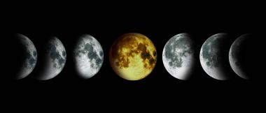 Gece gökyüzünde ay ay döngüsü. NASA.