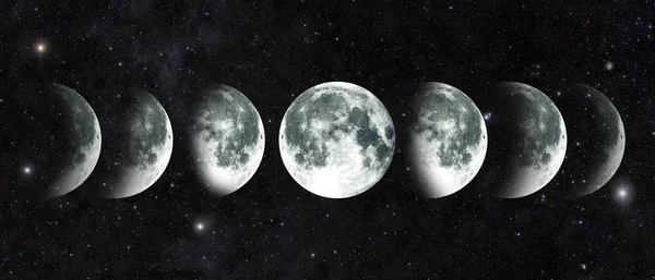 Maan maancyclus in de nachtelijke hemel. NASA. — Stockfoto