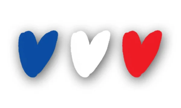 Flag of France. Heart Shape. White background. — Stock Photo, Image