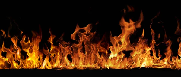 Textur des Feuers auf schwarzem Hintergrund. — Stockfoto