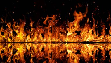 Ateş siyah bir arka plan doku parlak tabloya yansıtılır.