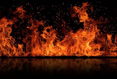 Yangının neden olduğu fırtına doku. Bokeh sinek ateş, siyah arka plan üzerinde ışıklar