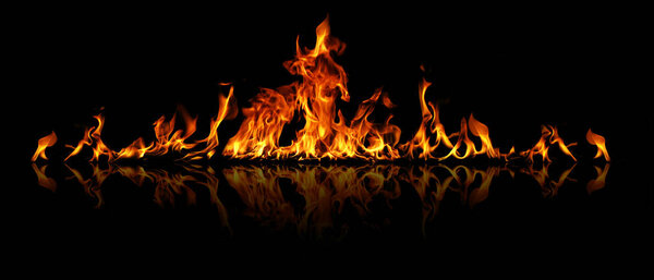 Fire panorama on a black background.