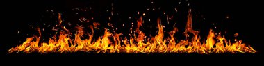 Fire panorama on a black background. clipart