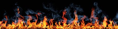 Fire panorama on a black background. clipart