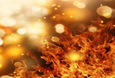 Yangının neden olduğu fırtına doku. Bokeh sinek ateş, siyah arka plan üzerinde ışıklar