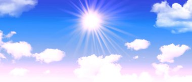 Pofuduk beyaz bulutlu parlak mavi gökyüzü