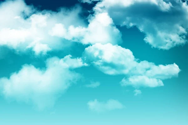 Világos kék ég bolyhos fehér felhőkkel — Stock Fotó