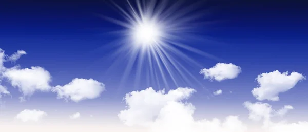 Strahlend blauer Himmel mit flauschig weißen Wolken — Stockfoto