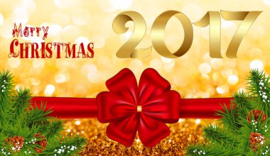 Neşeli Noel metin kartı bokeh arka plan ile.