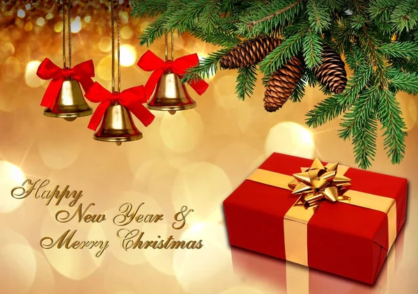 Happy New Year & Merry Christmas. New Year's kaart. Kerstkaart. — Stockfoto